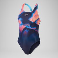 Damen Powerback Badeanzug mit Digital-Print für Damen Echtes Marineblau/Sirenenrot/Punschblau von Speedo