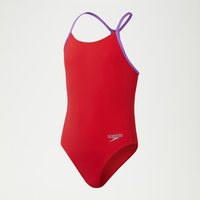 Einfarbiger Badeanzug mit Lane-Line-Rückenausschnitt für Mädchen Rot von Speedo