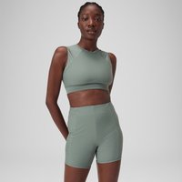 Einfarbiges Kurzarm-Crop-Top für Damen Grün von Speedo