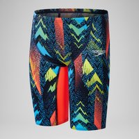 Junior Fastskin Endurance+ Max Schwimmhose mit hohem Bund für Jungen Dunkles Blaugrün/Picton-Blau/Sirenenrot von Speedo