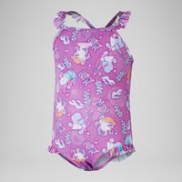 Mädchen Badeanzug mit Digital-Print und dünnen Rüschenträgern für Mädchen Kikipink/Violett/Karibik von Speedo