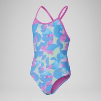 Mädchen Badeanzug mit V-Rücken und digitalem Allover-Print Pink/Blau von Speedo