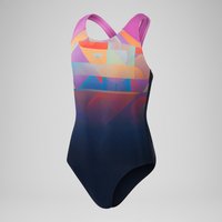 Mädchen Splashback Badeanzug mit Digital-Print für Mädchen Echtes Marineblau/Kikipink/Sirenenrot/Matcha von Speedo