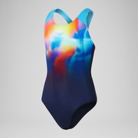 Mädchen Splashback Badeanzug mit Digital-Print für Mädchen Echtes Marineblau/Picton-Blau/Sirenenrot/Zitronenniesel von Speedo