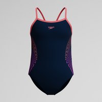 Plastisol Placement-Muscleback-Badeanzug mit dünnen Trägern Schwarz/Pink für Mädchen von Speedo