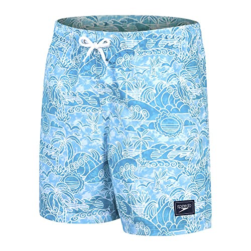 Speedo Jungen Printed 15" Watershort, Alpinblau/Pool/Weiß, 10 Jahre von Speedo