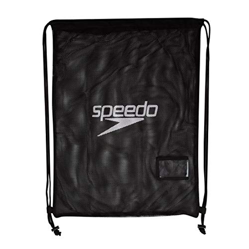 Speedo Turnbeutel Mesh Kordelzug Tasche 35 Liter, strapazierfähiges Design, bequeme Gurte, für Pool, Strand, Fitnessstudio, schwarz, Unisex Größe von Speedo