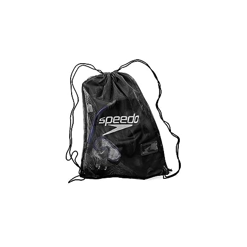 Speedo Turnbeutel Mesh Kordelzug Tasche 35 Liter, strapazierfähiges Design, bequeme Gurte, für Pool, Strand, Fitnessstudio, schwarz, Unisex Größe von Speedo