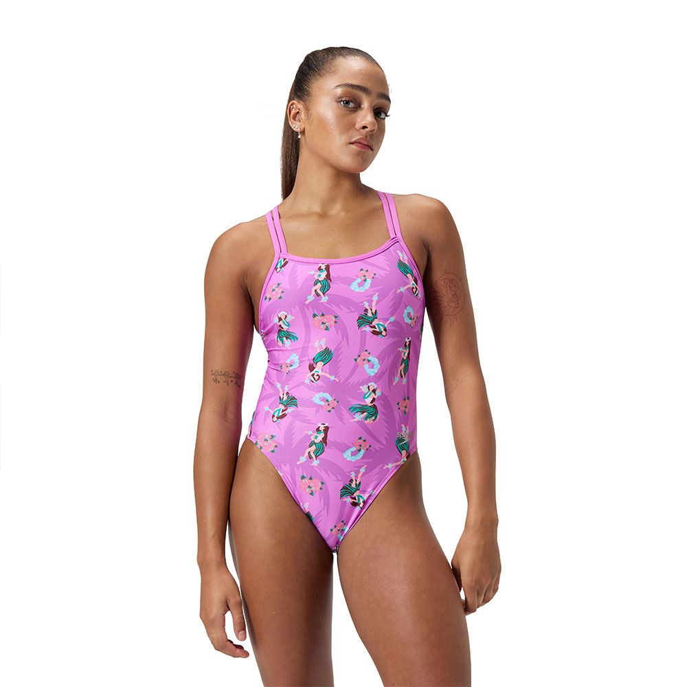 Speedo Allover Digital Starback Swimsuit Lila 36 Frau von Speedo