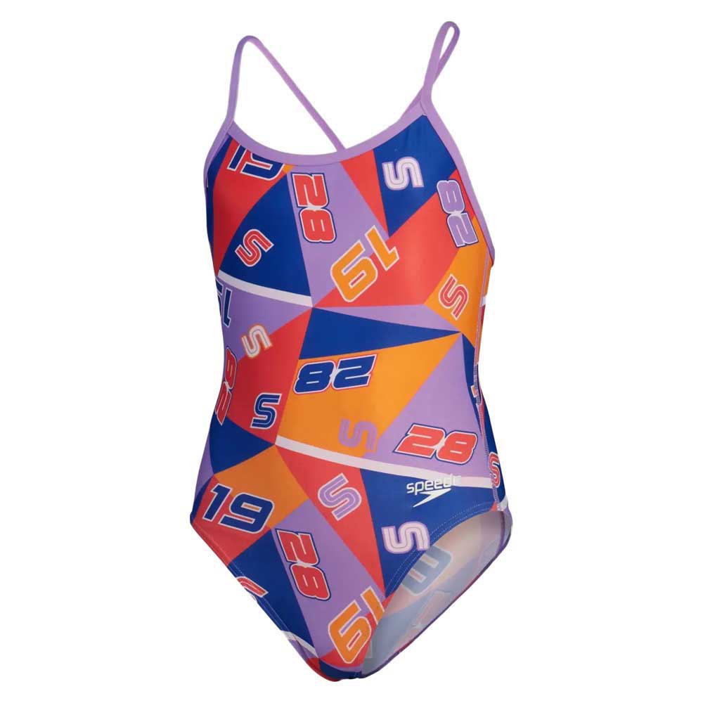 Speedo Allover Digital Vback Swimsuit Mehrfarbig 11-12 Years Mädchen von Speedo