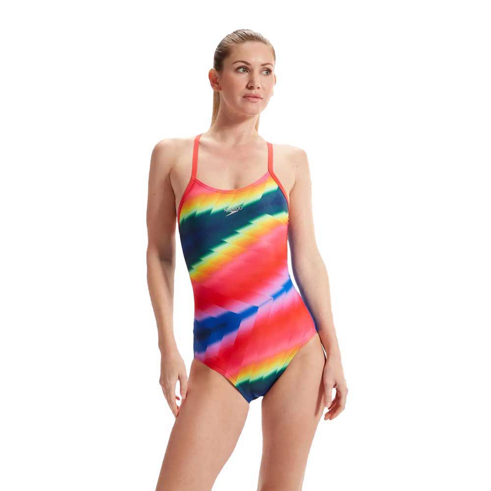 Speedo Allover Fixed Crossback Swimsuit Mehrfarbig UK 34 Frau von Speedo