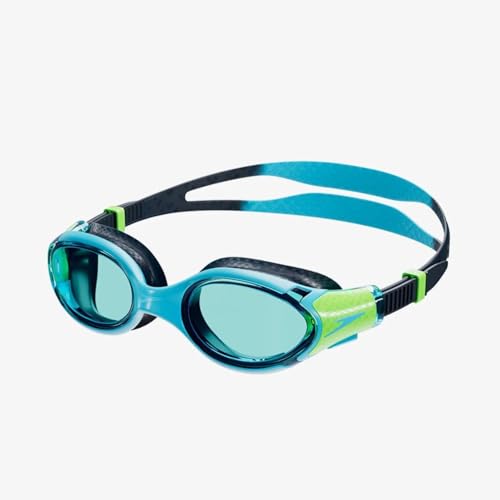 Speedo Unisex Kinder Biofuse 2.0 Schwimmbrille, Hyperschallblau/Echtes Marineblau/Lumogrün/Blau, One Size von Speedo