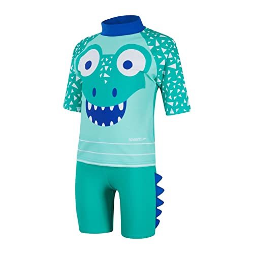 Speedo Unisex Kinder Corey Croc Child Swim Top & Short Set Top und Short Set, Weiß, 6-9 M von Speedo