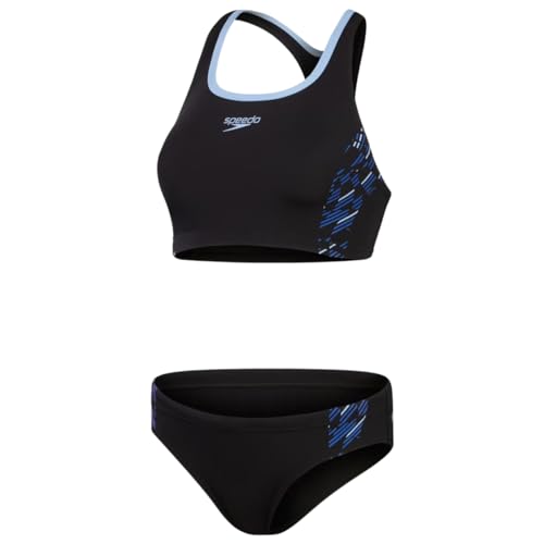 Speedo Damen Bikini Set Placement Black-True Cobalt-Curious Blue 40 von Speedo