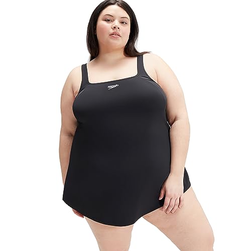 Speedo Damen Swim Dress (Plus Size) Badeanzug, Schwarz, 44 von Speedo