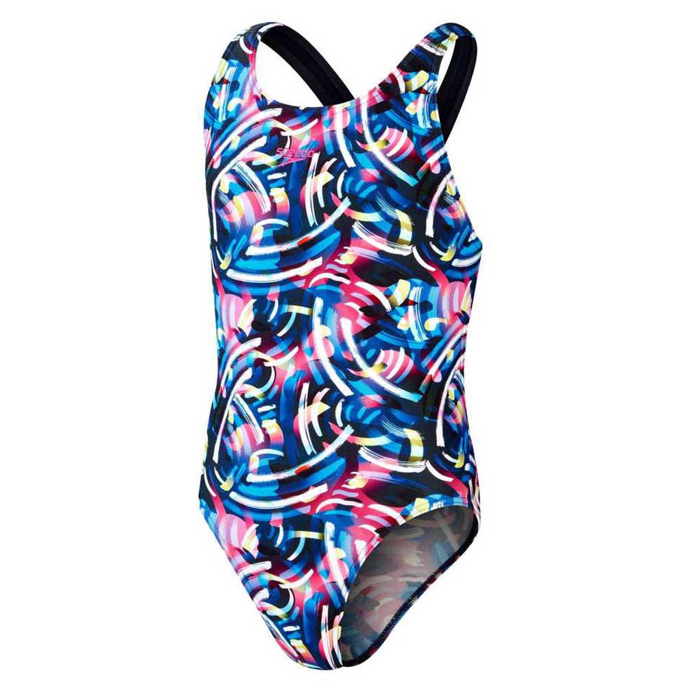 Speedo Digital Allover Leaderback Swimsuit Mehrfarbig 11-12 Years Mädchen von Speedo