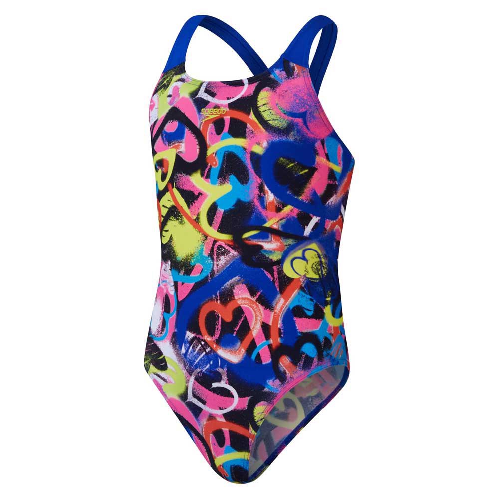 Speedo Digital Allover Powerback Swimsuit Mehrfarbig 13-14 Years Mädchen von Speedo