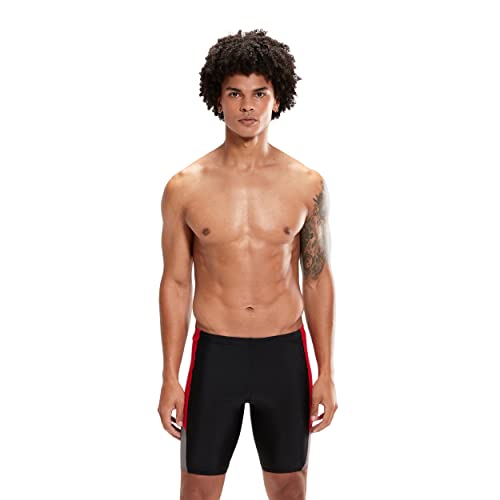 Speedo Herren Dive II Badehose, Schwarz/Fed Rot/Dove Grau, 1 von Speedo