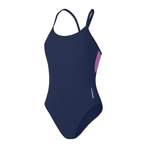 Speedo Einfarbiger Racerback Badeanzug Fitnessschwimmen Weiches Hautgefühl Stilvolles Design für Damen, Himmelblau, XXS von Speedo