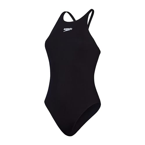 Speedo Endurance+ Badeanzug mit V-Rückenausschnitt Athletische Passform Fitnessschwimmen für Damen, Schwarz, 40 von Speedo