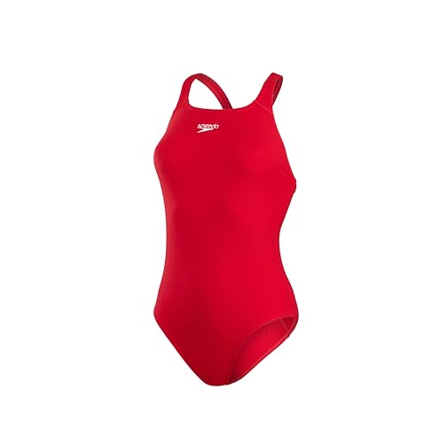 Speedo Women's Eco Endurance+ Medalist Swimsuit| Athletic Fit | Classic Design| Recycled Fabric | Chlorine Resistant | Extra Flexibility, Fed Red, 34 von Speedo