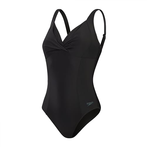 Speedo Formender Kreuzknoten Badeanzug Shapewear Schwimmbekleidung für Strand und Urlaub für Damen, Schwarz, 44 von Speedo