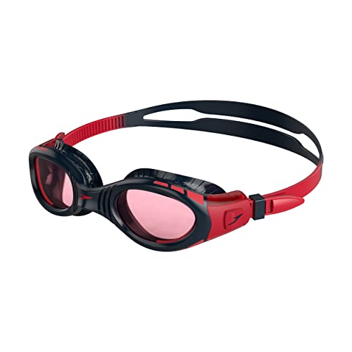 Speedo Futura Biofuse Flexiseal Schwimmbrille, Extra-Komfort, gepolsterte Passform, Navy und Rot, Junior Unisex Größe von Speedo