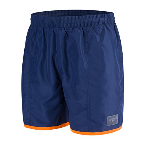Speedo Herren Colour Block 16 Zoll Bade-Shorts, Navy/Jaffa-Orange, XS von Speedo