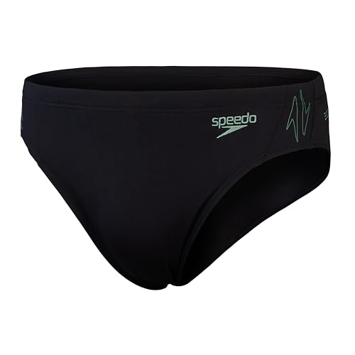 Speedo Hyperboom Splice Badehose Schnelltrocknend Training Fitness Chlorbeständig für Herren, Schwarz, Landgrün, 40 von Speedo