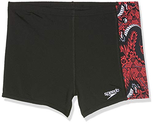Speedo Jungen Aquashort Dragonzen Allover Panel, Lava Red/Black, 30 (DE 152), 809530 von Speedo