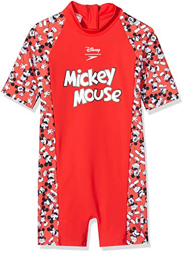 Speedo Kinder Disney Mickey Mouse Einteiliger Badeanzug, Risk Rot/Schwarz/Weiß, 6 Jahre von Speedo
