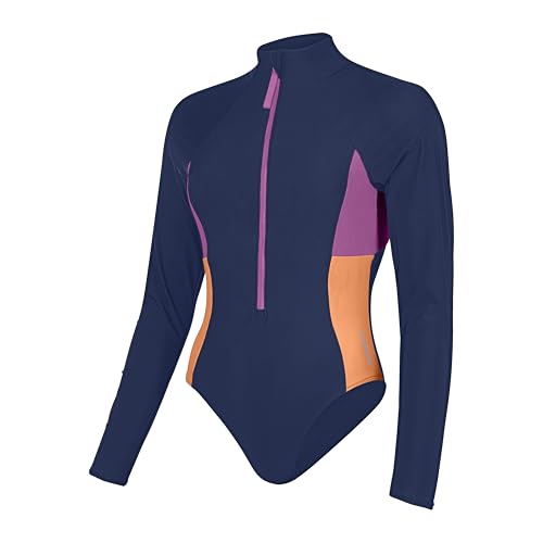 Speedo Langärmliger Colourblock Badeanzug mit Reißverschluss Einteiler Fitnessschwimmen für Damen, Himmelblau, XS Speedo Langärmliger Colourblock Badeanzug mit Reißverschluss Einteiler Fitnessschwimmen für Damen, Himmelblau, XS von Speedo