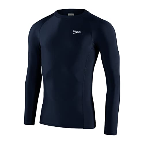 Speedo Herren Long Sleeve Sun Protection Rash Top Rash Top, Marineblau/Weiß, XXS von Speedo