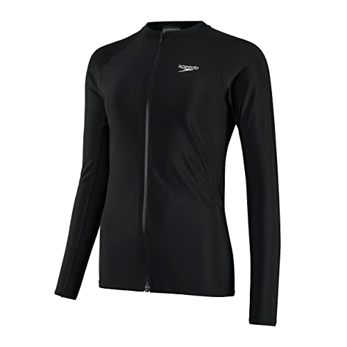 Speedo Damen Full Zip Long Sleeve Sun Protection Rash Top Rash Top, Schwarz, L von Speedo