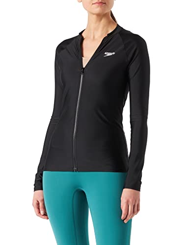 Speedo Damen Full Zip Long Sleeve Sun Protection Rash Top Rash Top, Schwarz, S Speedo Damen Full Zip Long Sleeve Sun Protection Rash Top Rash Top, Schwarz, S von Speedo