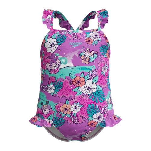 Speedo Learn to Swim Printed Frill Thinstrap Swimsuit | Chlorine Resistant | Quick Drying Badeanzug für Mädchen, Neon Violet, 6 Months-9 Months Speedo Learn to Swim Printed Frill Thinstrap Swimsuit | Chlorine Resistant | Quick Drying Badeanzug für Mädchen, Neon Violet, 6 Months-9 Months von Speedo