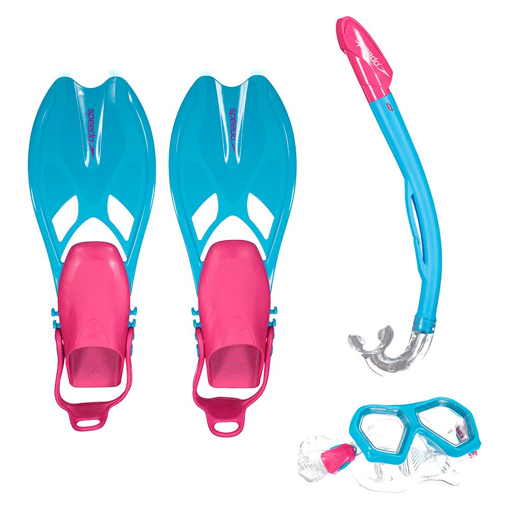 Speedo Leisure Dual Lenses Mask++tube+fins Blau S-M von Speedo