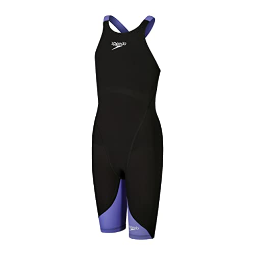 Speedo Mädchen Fastskin Junior LZR Ignite Kneeskin Badeanzug, Schwarz/Miami-Lila , 11-12 Jahre von Speedo