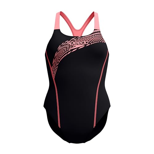 Speedo Medley Logo Badeanzug für Damen, Coral Sands, 30 von Speedo