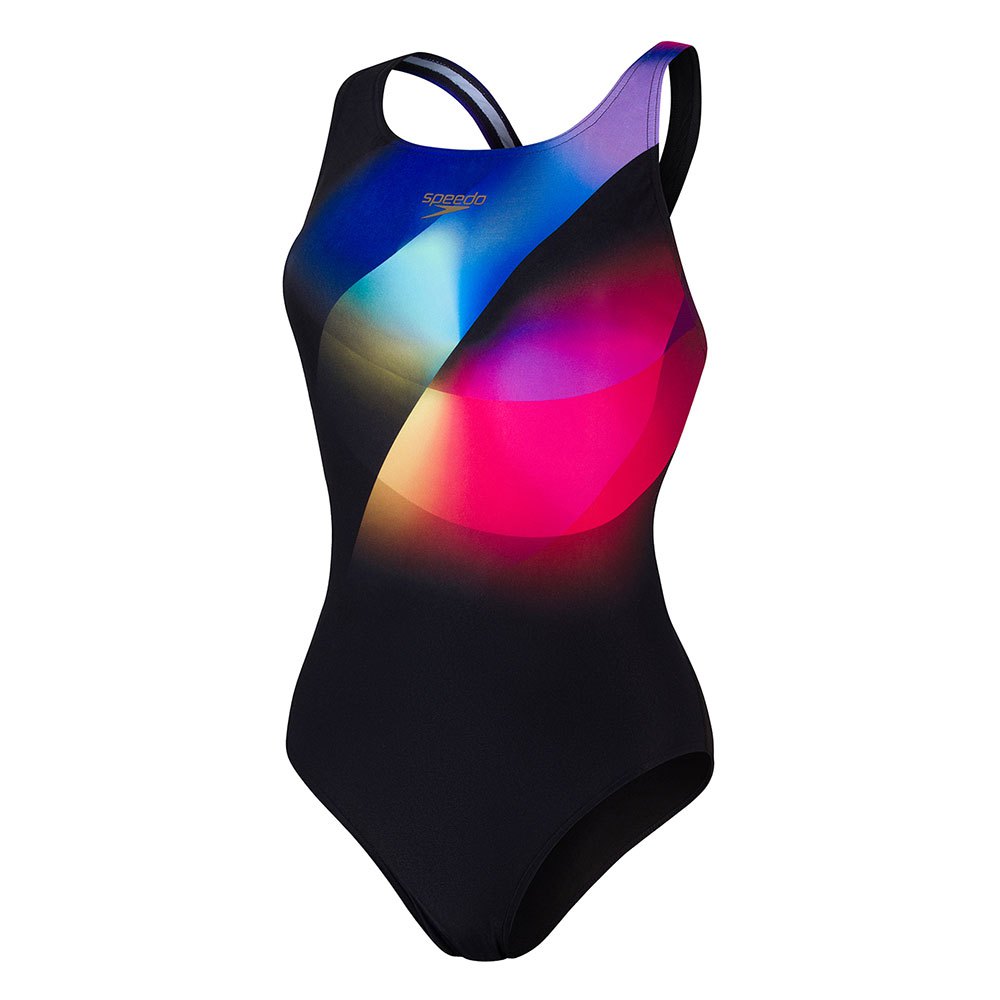 Speedo Placement Digital Powerback Swimsuit Schwarz UK 28 Frau von Speedo