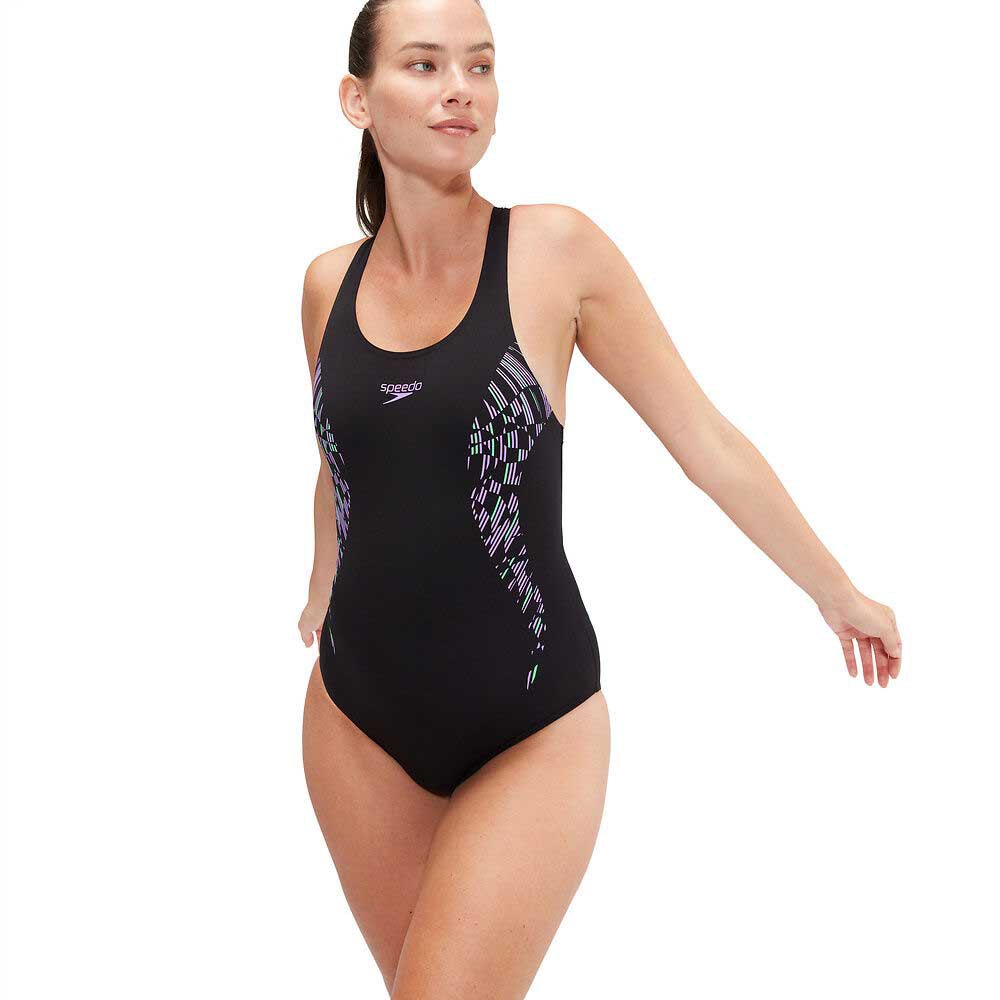 Speedo Placement Muscleback Swimsuit Schwarz UK 32 Frau von Speedo