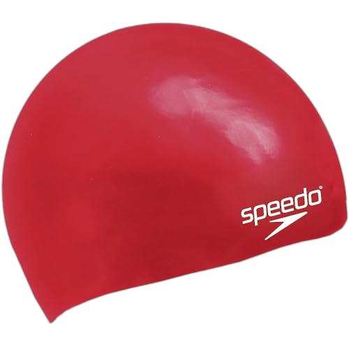 Speedo Plain Badekappe aus geformtem Silikon für Kinder, Rot , Einheitsgröße von Speedo