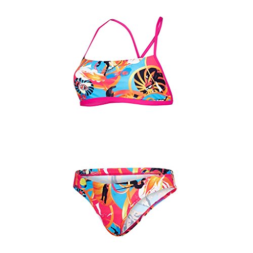 Speedo Solar pavola 2 Piece Crossback Mädchen Bikini, Solar Pavola 2 Piece Crossback, Grün (Lime Punch/Elektrik-Rosa/Lavarot) von Speedo