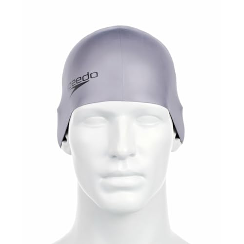 Speedo Unisex Erwachsene Plain Moulded Silicone Cap Schwimmkappe, Grau, Einheitsgröße von Speedo