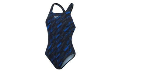 speedo damen boom allover medalist badeanzug blau   schwarz von Speedo