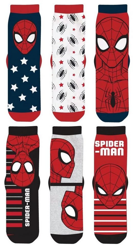 Spiderman Feinsocken SPIDERMAN Socken Set 6 Paar Jungensocken Kindersocken Kinder Strümpfe für Jungen Kniestrümpfe Gr. 23 24 25 26 27 28 29 30 31 32 33 34 n38014 von Spiderman