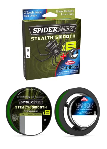 SpiderWire 8 Braid & Fluorocarbon Duo Spool System, Angelschnur, Superline, Raubfischangeln, Hecht, Barsch, Zander, Forelle, Unisex, Moosgrün/Klar. 0.09mm | 7.5kg | lb | yd von Spiderwire