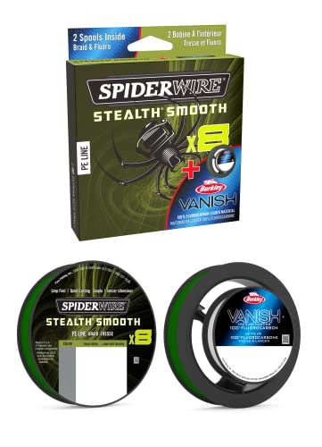 SpiderWire 8 Braid & Fluorocarbon Duo Spool System, Angelschnur, Superline, Raubfischangeln, Hecht, Barsch, Zander, Forelle, Unisex, Moosgrün/Klar. 0.11mm | 10.3kg | lb | yd SpiderWire 8 Braid & Fluorocarbon Duo Spool System, Angelschnur, Superline, Raubfischangeln, Hecht, Barsch, Zander, Forelle, Unisex, Moosgrün/Klar. 0.11mm | 10.3kg | lb | yd von Spiderwire