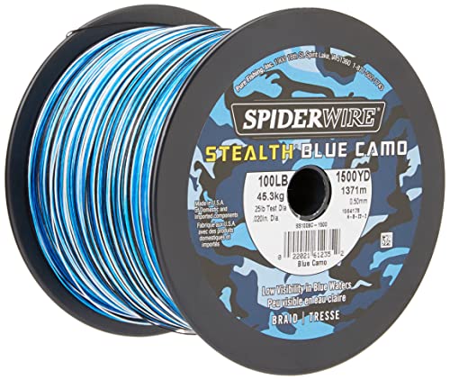 Spiderwire Unisex-Erwachsene 1374133 Stealth Braid Superline Line Spule 200 Yards 0,0000000000000000000000000000000000000000000000000, blau Camouflage, 9lb-200yd von Spiderwire