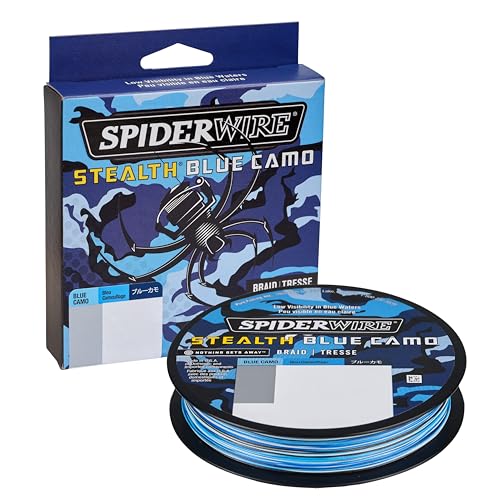 SpiderWire Stealth® Superline Angelschnur, geflochten, Blau Camo, 6,8 kg, 114 m, geeignet für Salz- und Süßwasserumgebungen von Spiderwire